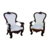 Pair of Napoleon III armchairs in walnut rosewood, - Moinat - Armchairs