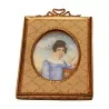Medallion “Young woman” with fabric and brass frame, decoration … - Moinat - Miniature – Medallions