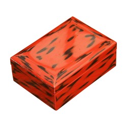 Boite à bijoux en bois laqué fausse écaille rouge et filets …
