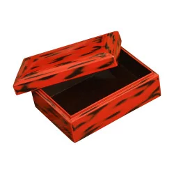 红色人造龟甲纹漆木和网状首饰盒……