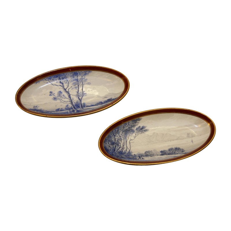 Paire de vide - poche en terre cuite vernis “Buenos Aires et … - Moinat - Accessoires de décoration Paire de vide - poche en terre cuite vernis “Buenos Aires et … - Moinat - Accessoires de décoration