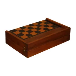 Louis-Philippe chessboard in folding walnut with chess…