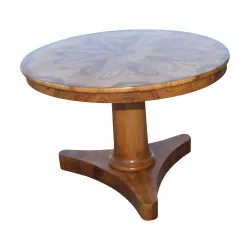 Louis-Philippe pedestal table in walnut wood with shaped top …