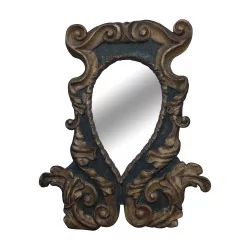 Venetian mirror in carved wood, in polychrome wood with mirror …