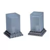 Pair of CUBE lamps in nickel and worked smoked glass. - Moinat - Table lamps