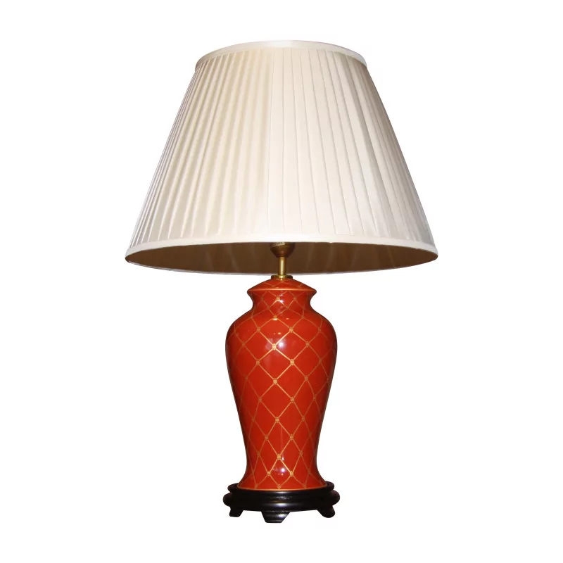 Kashi model lamp in porcelain and silk shade … - Moinat - Table lamps