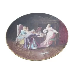 Großer dekorativer Teller bemalt im Steingutstil von …