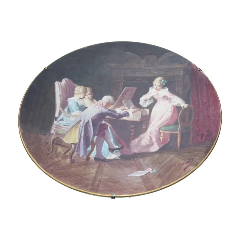 Großer dekorativer Teller bemalt im Steingutstil von … - Moinat - Dekorationszubehör