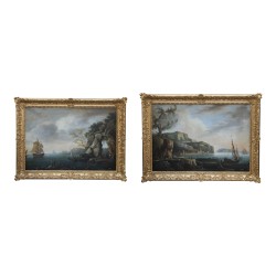 Pair of paintings “Marine with character”, oil on canvas …