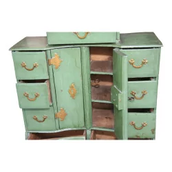 Master unit with 3 bodies in green painted wood and fittings