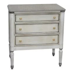 Chest of drawers - Louis XVI bedside table in painted molded beech with top