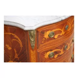 Louis XV chest of drawers in marquetry wood mounted on oak, 3 …