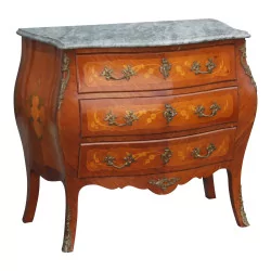 Louis XV chest of drawers in marquetry wood mounted on oak, 3 …