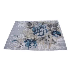 Tapis modèle "Rose Cliff", coloris bleu gris