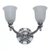 盏装饰艺术风格的古铜色壁灯，带 2 盏雪花石膏灯 - Moinat - 壁灯架