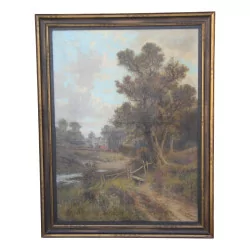 Картина маслом на холсте «Английский деревенский пейзаж»…