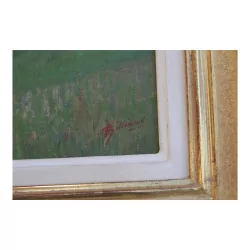 Tableau huile sur toile “Château de Glerolle avec vue sur le …