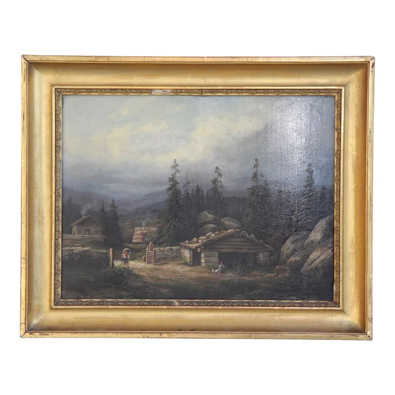 Oil painting on panel “Mountain landscape with chalet”, … - Moinat - VE2022/1