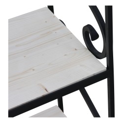 Shelf with 3 shelves in black painted wrought iron and wooden shelves...