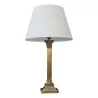 Golden brass column lamp with cardboard lampshade … - Moinat - Table lamps