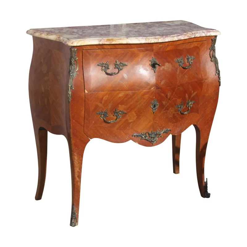 Commode Louis XV avec 2 tiroirs et dessus marbre blanc, 1 … - Moinat - VE2022/1