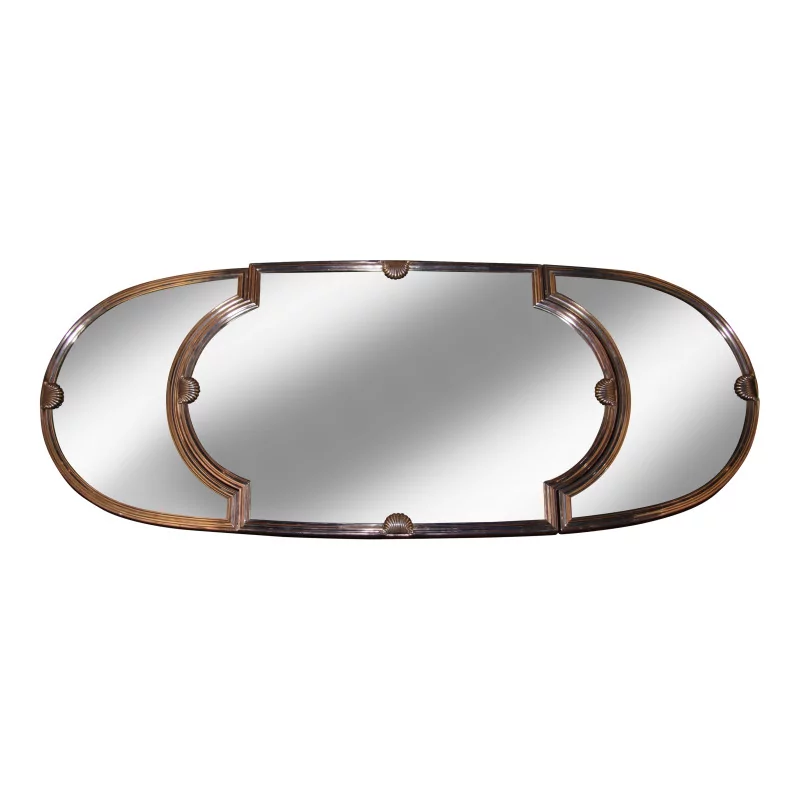 Tafelaufsatz mit 3 Tabletts aus versilberter Bronze mit Spiegeln … - Moinat - Platten
