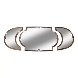 个桌子中心装饰品，带 3 个带镜子的镀银青铜托盘……