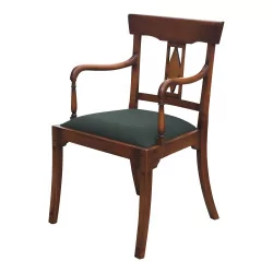 樱桃木 Directoire 扶手椅，带织物衬垫……