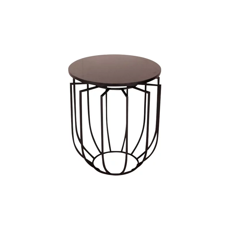 Round metal side table pedestal with marble top … - Moinat - End tables, Bouillotte tables, Bedside tables, Pedestal tables