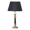 Lampe en bronze avec ornement et abat-jour noir et intérieur … - Moinat - Lampes de table