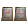 Пара декоративных картин под стеклом «Розовый фламинго» с … - Moinat - Картины - разные