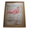 Paar dekorative Gemälde „Pink Flamingo“ unter Glas mit … - Moinat - Gemälden - Verschieden