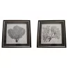 Paire tableaux décoratifs "Corail" en noir sur fond blanc, - Moinat - Tableaux - Divers