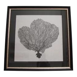 Paire tableaux décoratifs "Corail" en noir sur fond blanc,