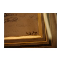 Glasgravur \"Klassische Landschaft mit Ziegen und