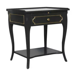 Louis XV style bedside table with 1 drawer, 1 black leather pull and