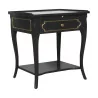 个路易十五风格床头柜，带 1 个抽屉、1 个黑色皮革拉手和 - Moinat - End tables, Bouillotte tables, 床头桌, Pedestal tables