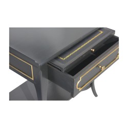 Louis XV style bedside table with 1 drawer, 1 black leather pull and
