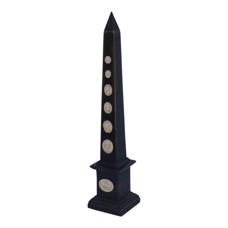 Obelisk aus schwarz lackiertem Holz „Aux Cams“ mittleres Modell. - Moinat - Dekorationszubehör