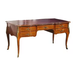Louis XV style flat desk with 5 drawers and 1 key, writing desk …
