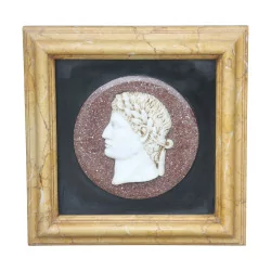 Marble frame representing a Roman Emperor