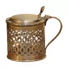 925 silver mustard pot (50g) with interior white glass, … - Moinat - Silverware