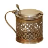 925 silver mustard pot (50g) with interior white glass, … - Moinat - Silverware