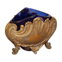 Paire de salière et poivrier en argent 800 (44g) avec verre …
