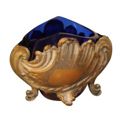Paire de salière et poivrier en argent 800 (44g) avec verre …