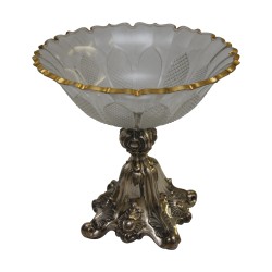 Cut-crystal cup with golden thread (some chips) with …