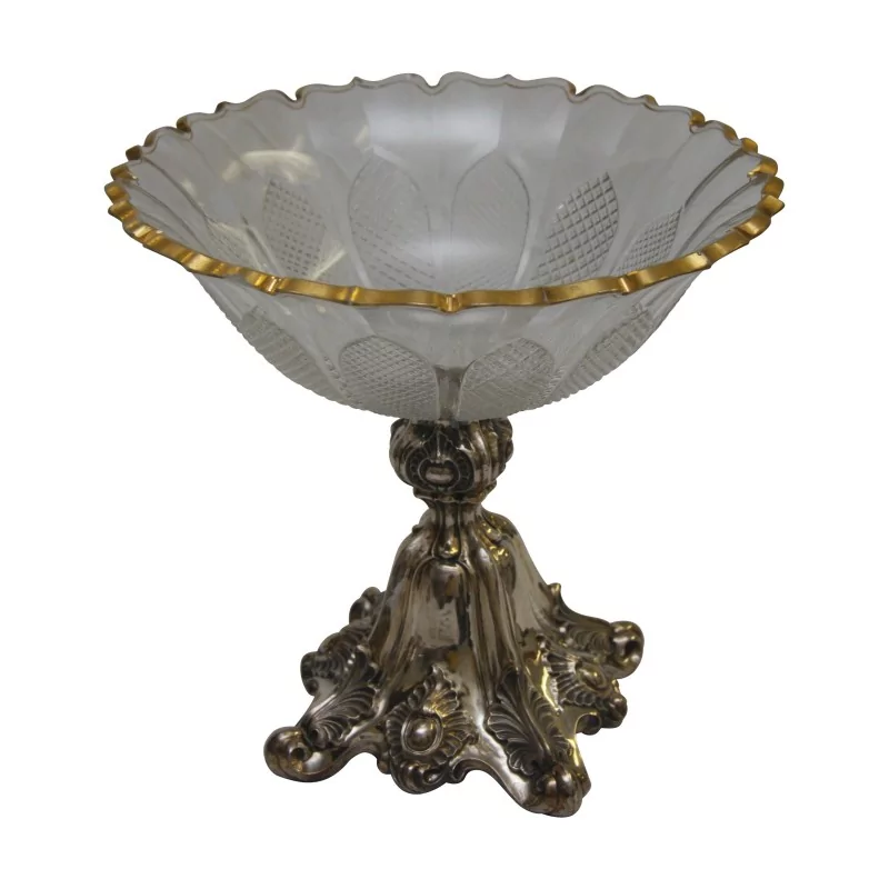 Coupe en cristal taillé avec filet doré (quelques éclats) avec - Moinat - Argenterie