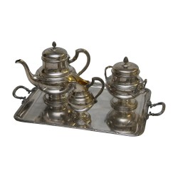 950er Silber Teeservice (2356g) bestehend aus: 1 Teekanne, …