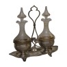 double oil cruet with original cut-crystal flasks, base … - Moinat - Silverware