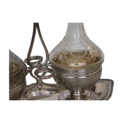 double oil cruet with original cut-crystal flasks, base …